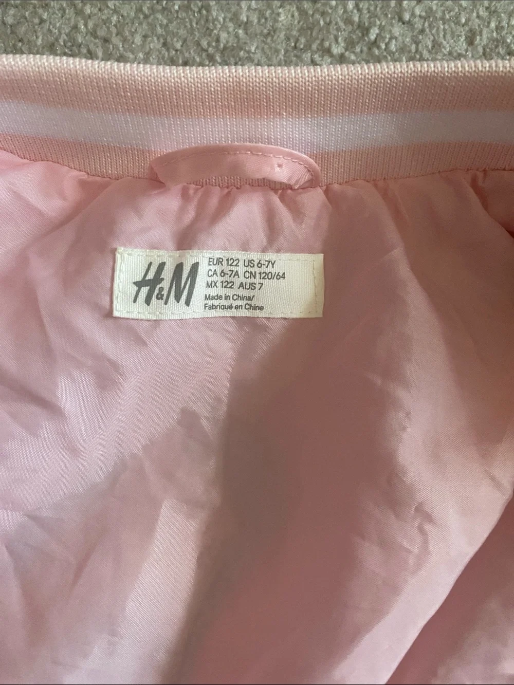 H&M Light Pink Shiny Bomber Jacket